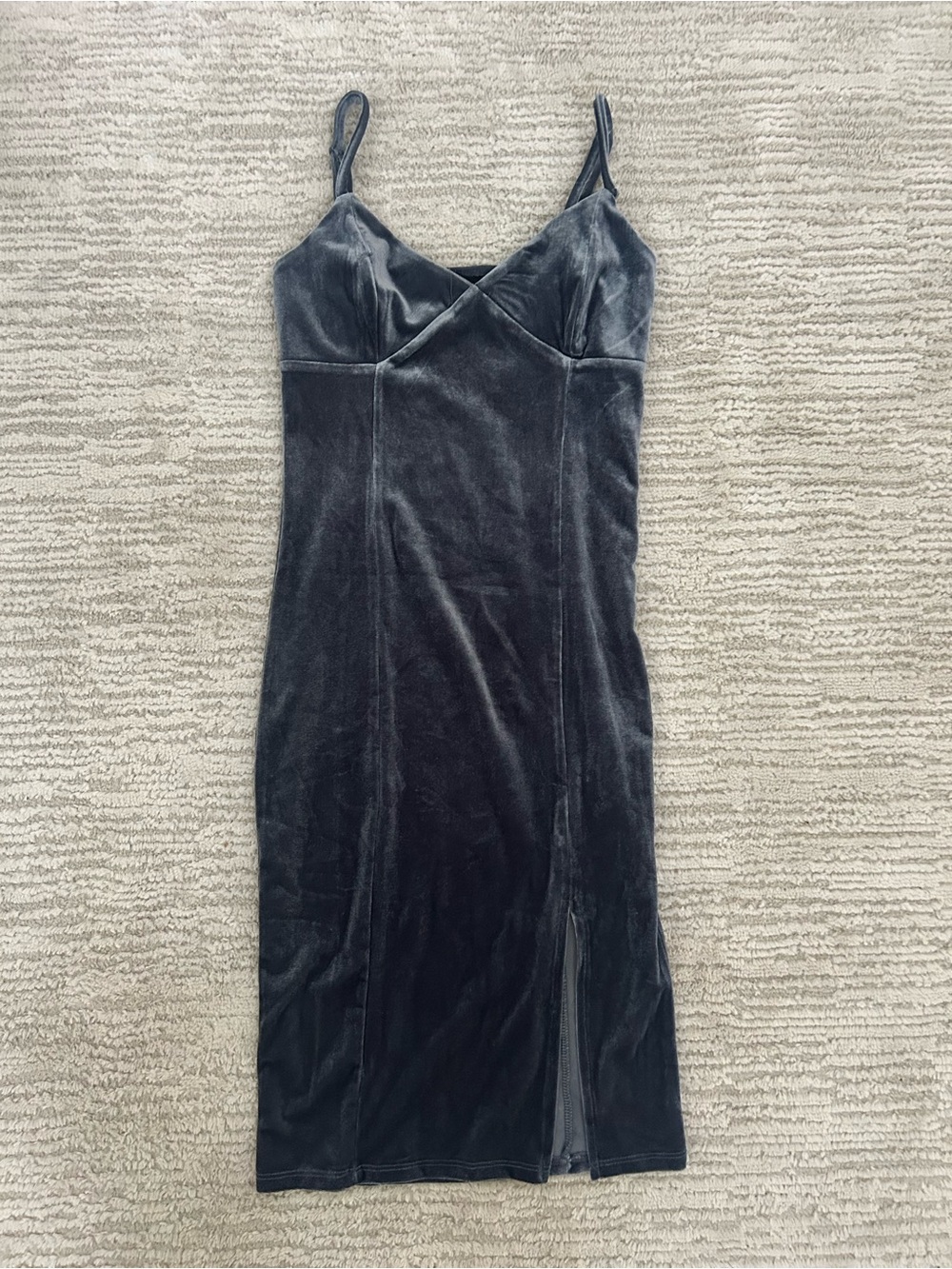 Forever 21 Charcoal Velvet Midi Slip Dress